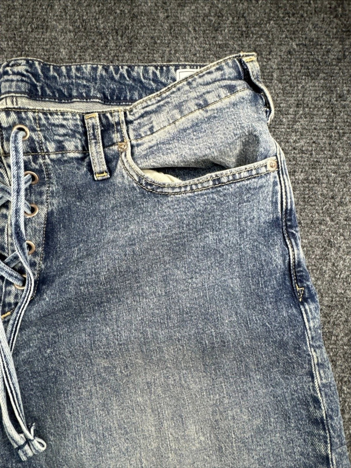 Gap Low Rise 90s Loose Lace Up Jeans Womens 30 Light Wash Wide Leg Y2K