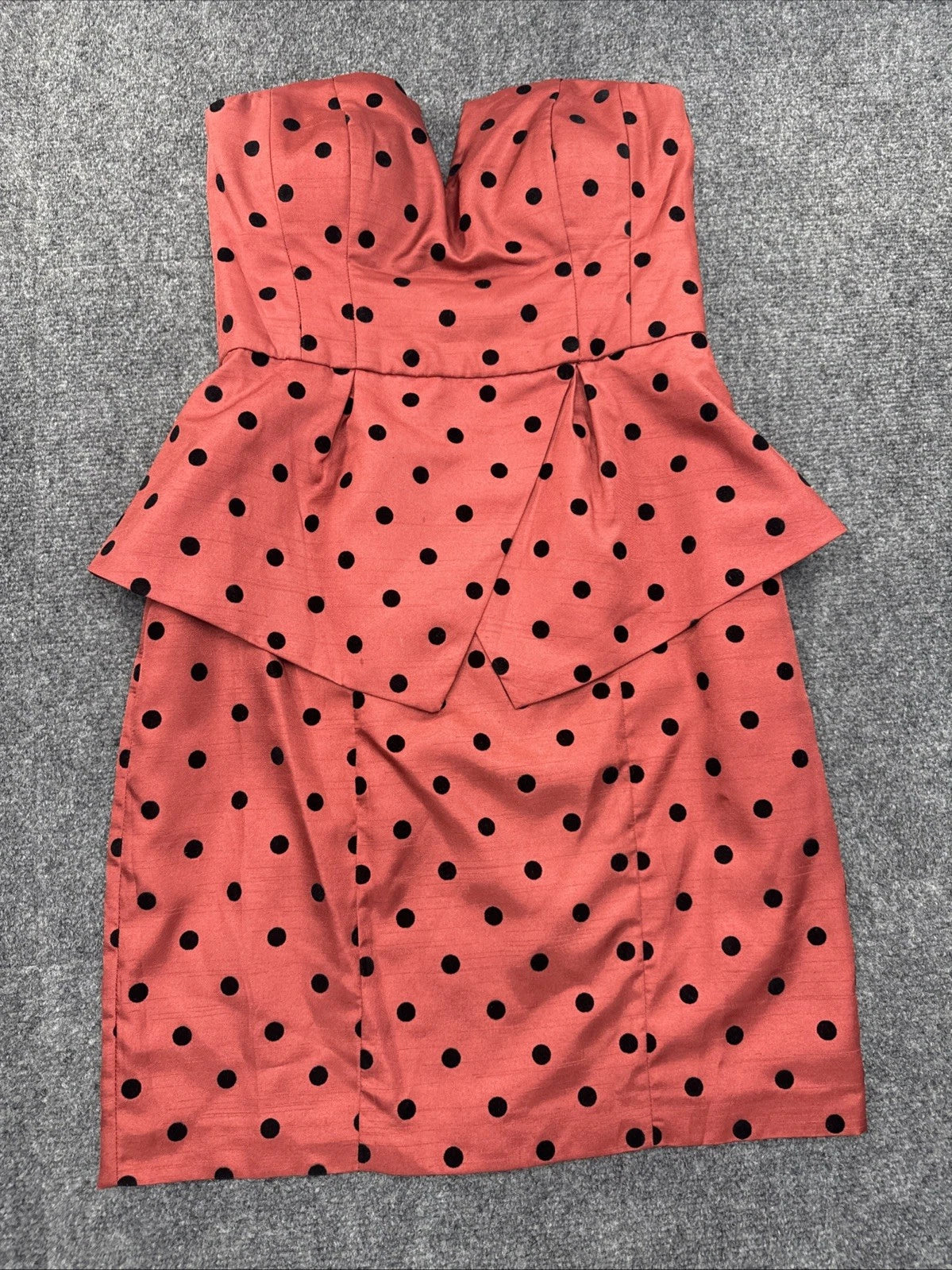 Ali Ro Polka Dot Fit Flare Dress Women's 0 Red Sleeveless V Neck Lined EUC