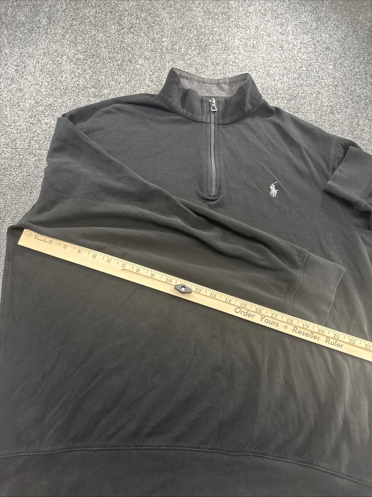 Polo Ralph Lauren Mens XL Quarter Zip Pullover Black Gray Pony Logo