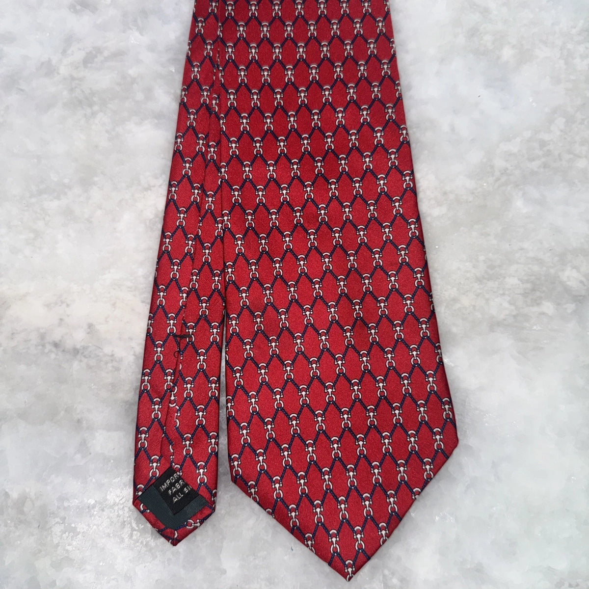 Bert Pulitzer Red Silk Equestrian Horsebit Necktie Made in USA Vintage