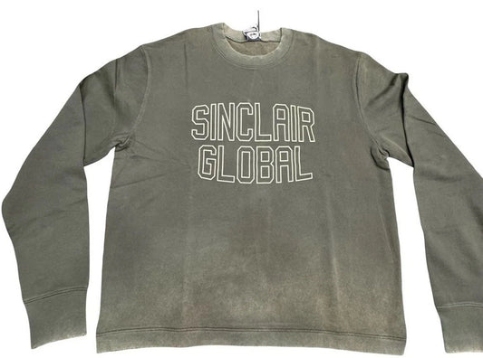 Sinclair Global Distressed Crewneck Sweater Men's Small Hunter Green BNWT