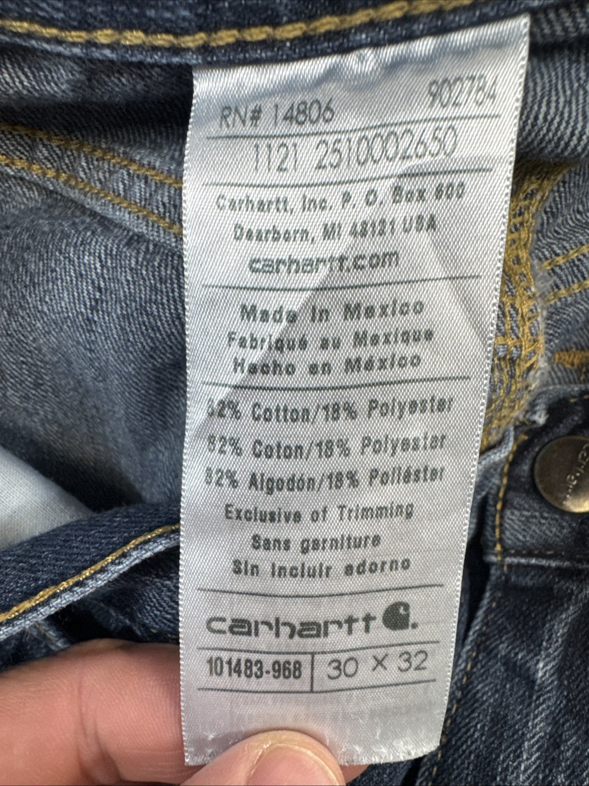 Carhartt Relaxed Fit Holter Jeans Men’s 30x32 Bedrock Straight Leg 101483