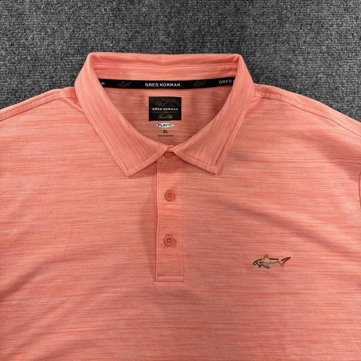 Greg Norman Play Dry Coral Pink Golf Polo Shirt XL Tasso Elba Performance