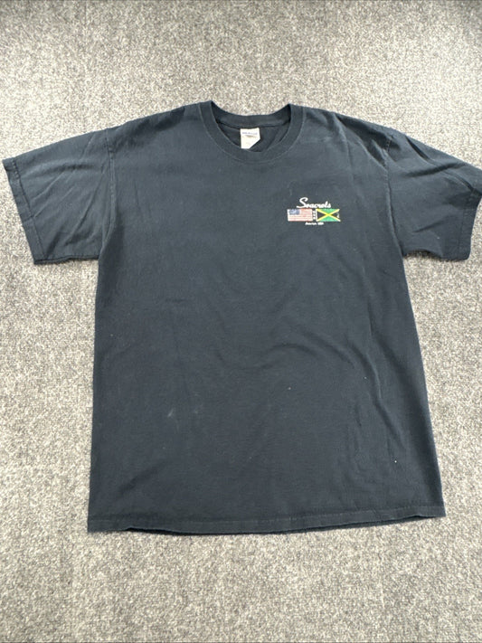 Vintage 90s Gildan Secrets Jamaica USA Flags Embroidered T-Shirt Large
