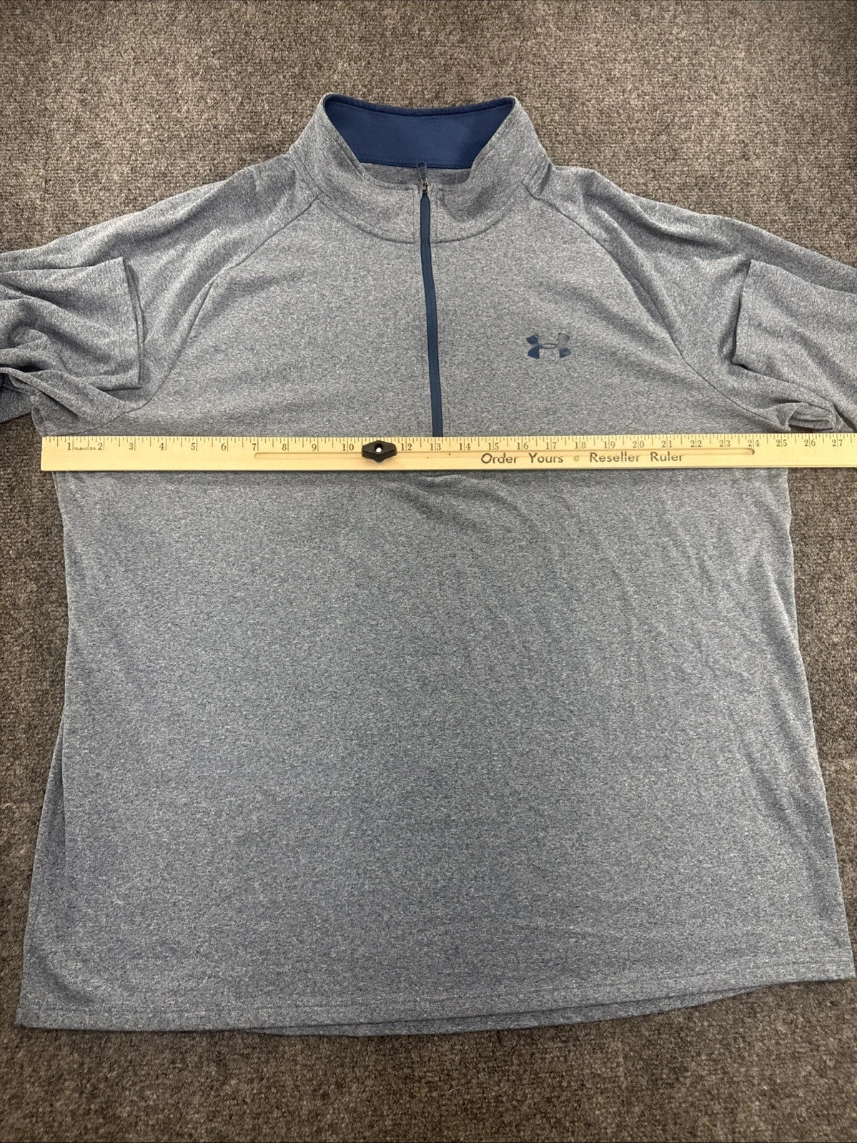 Under Armour HeatGear 1/4 Zip Pullover Mens 2XL Blue Heather Loose Performance