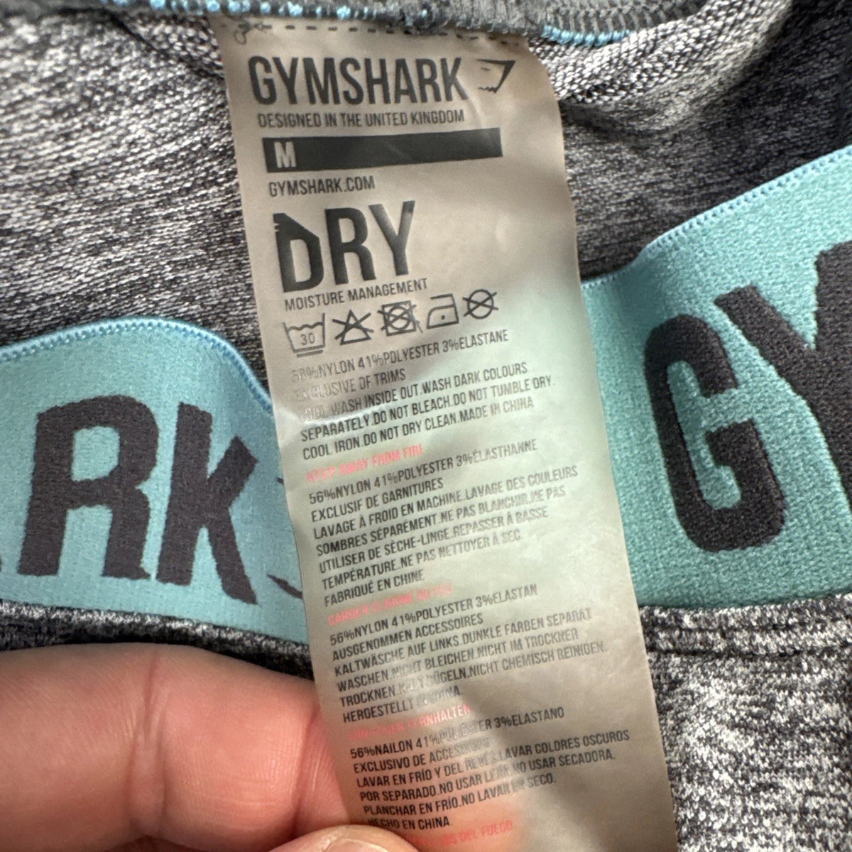 Gymshark Flex Leggings Womens Medium Gray Teal Low Rise Workout Compression