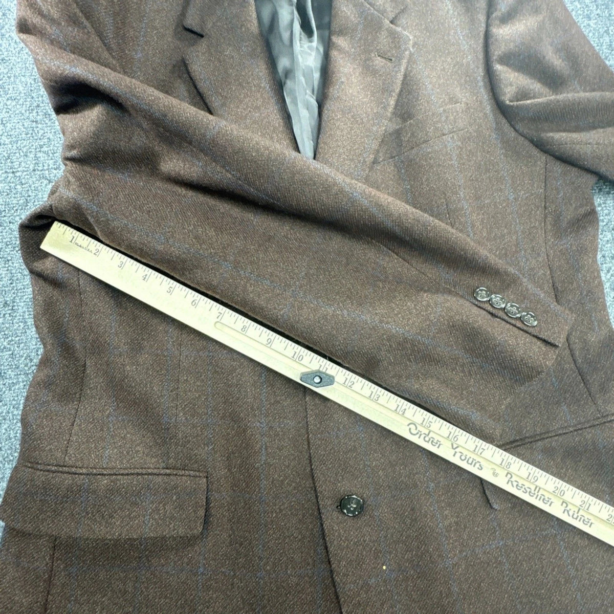 Vintage Hart Schaffner Marx Gold Trumpeter Blazer Men’s 44L Plaid USA Union Made