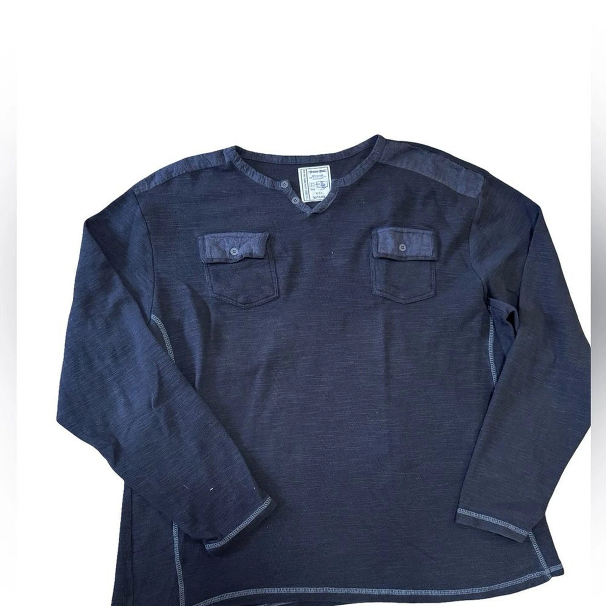 Colours by Alexander Julia Henley Shirt Men’s 2XL Navy Long Sleeve Double Pocket