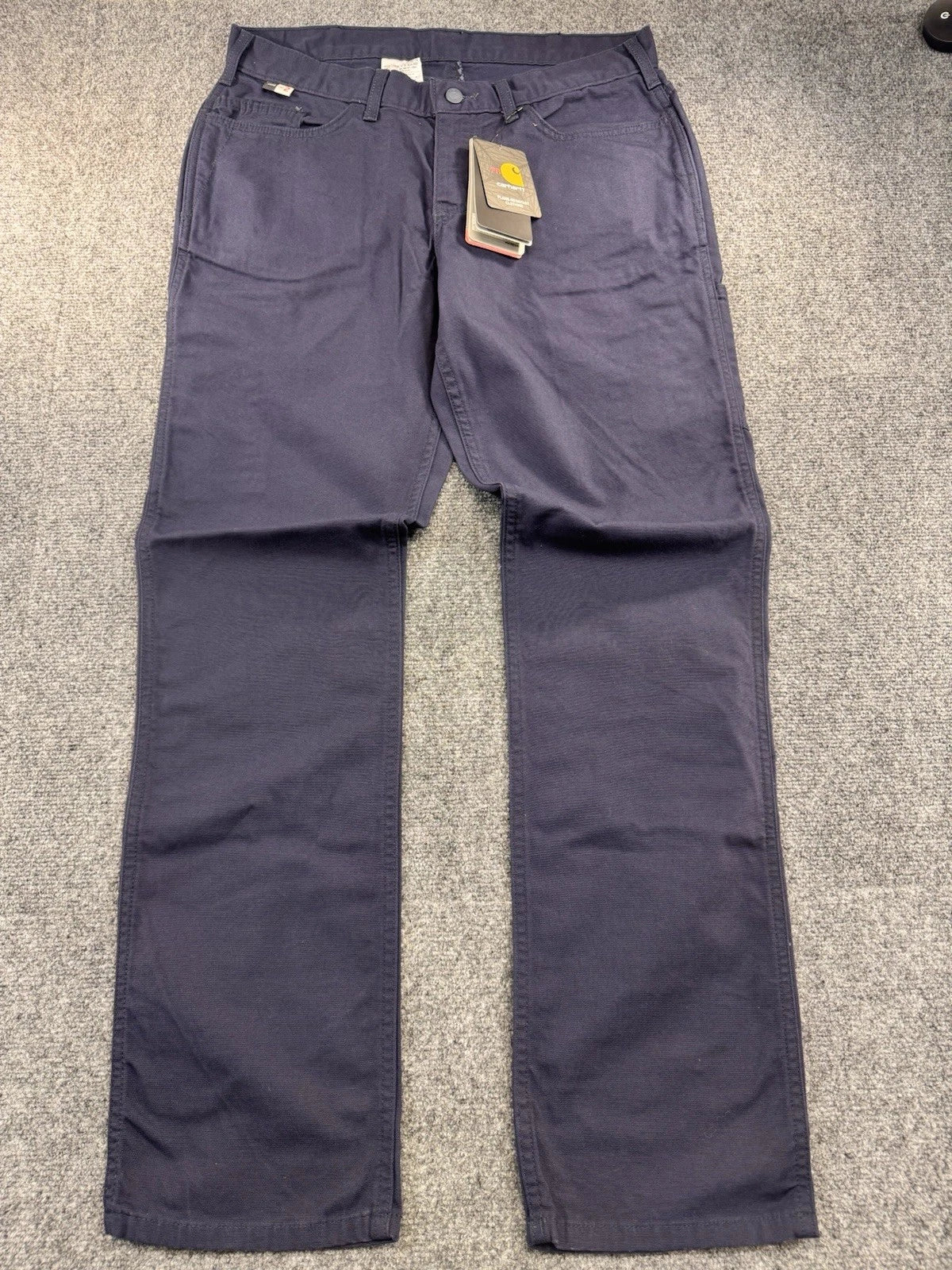 Carhartt Womens FR Rugged Flex Canvas Work Pant 102689-410 Navy 12 Reg NWT