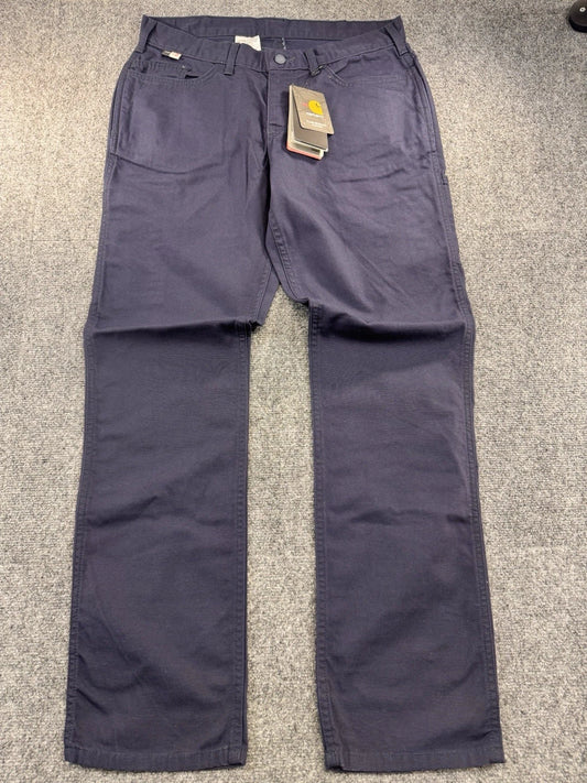 Carhartt Womens FR Rugged Flex Canvas Work Pant 102689-410 Navy 12 Reg NWT