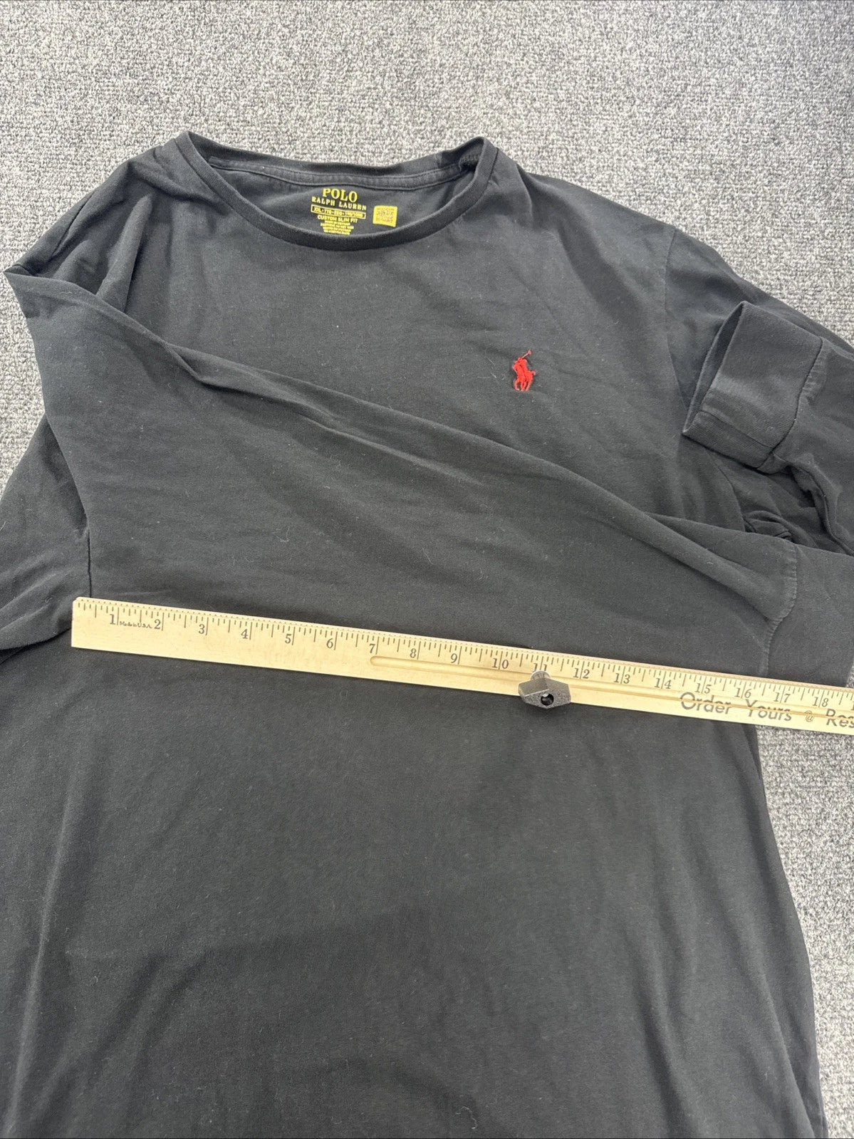 Polo Ralph Lauren Long Sleeve T-Shirt Men's XXL Black Custom Slim Fit Pony