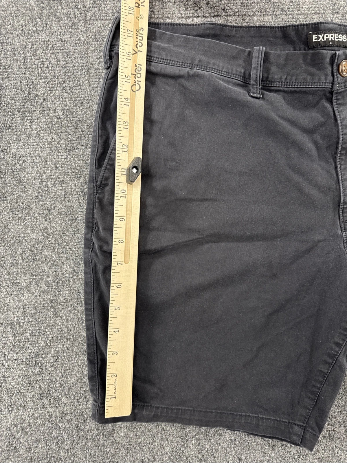 Express Men’s Chino Shorts 38 Black Stretch Casual Flat Front Classic Summer