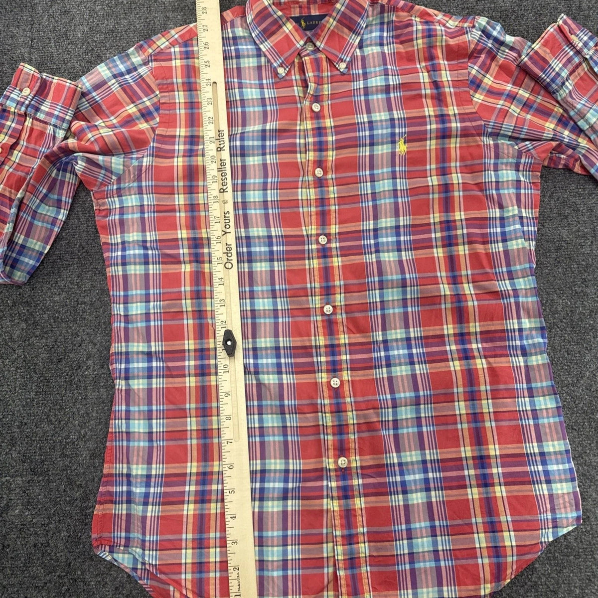 Polo Ralph Lauren Shirt Men’s Small Red Multicolor Plaid Long Sleeve Pony Logo