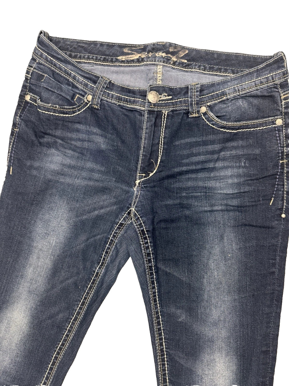 Vintage Seven For All Mankind Bootcut Jeans Women's 12 Dark Wash Embroidered EUC