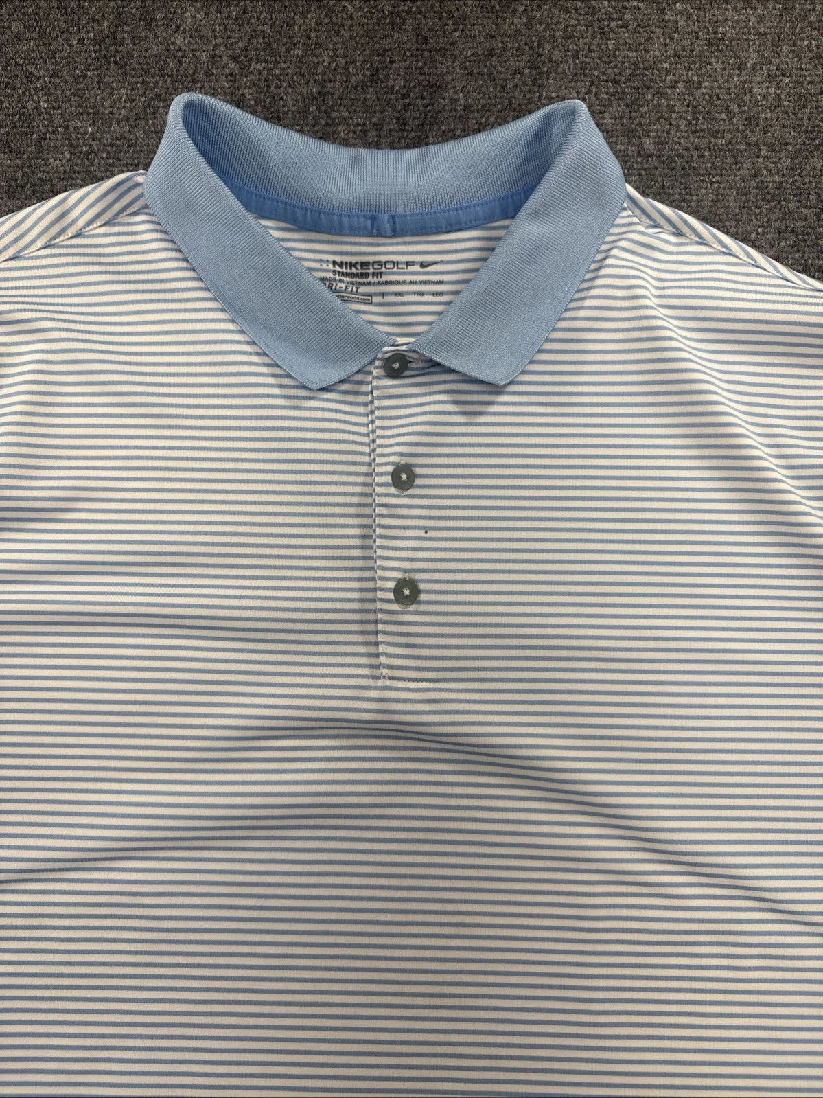 Nike Golf Dri-FIT Men's XXL Blue White Striped Standard Fit Polo Shirt