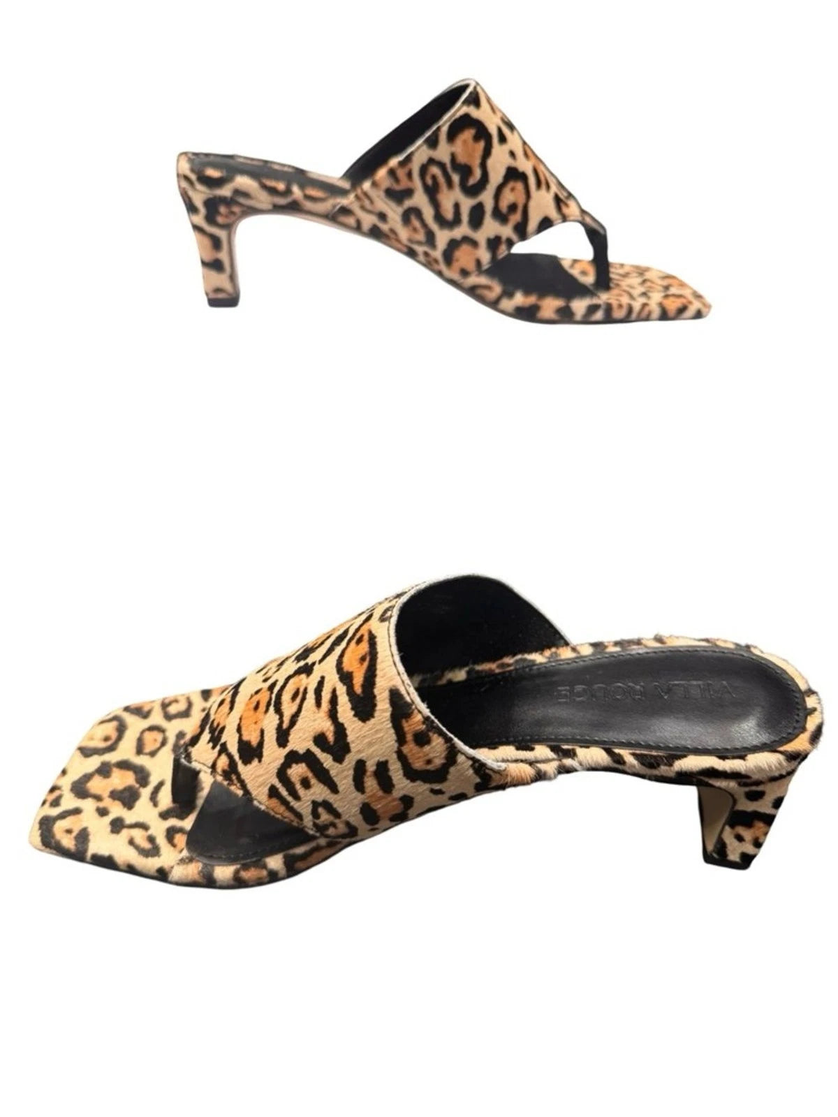 Villa Rouge Leopard Print Toe Loop Mule Sandals Women's 6.5 Low Heel New Box
