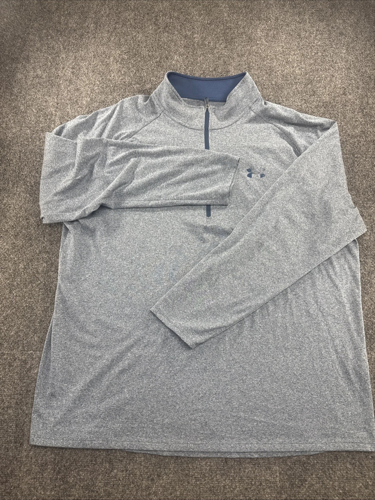 Under Armour HeatGear 1/4 Zip Pullover Mens 2XL Blue Heather Loose Performance