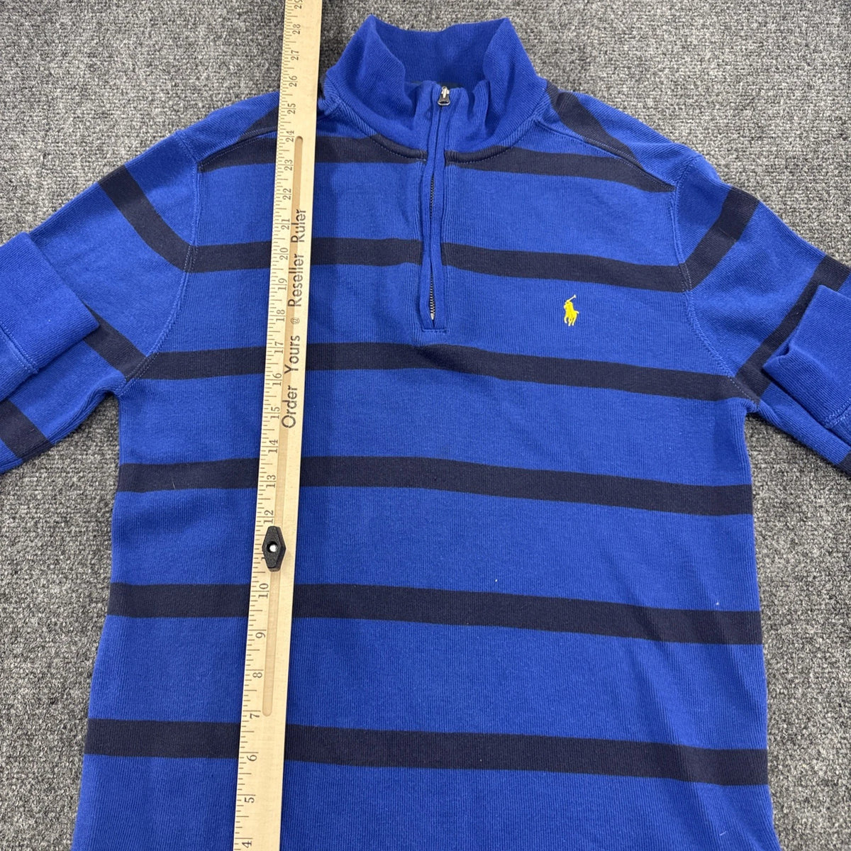Polo Ralph Lauren Boys XL 18-20 Blue Navy Stripe Quarter Zip Pullover Pony