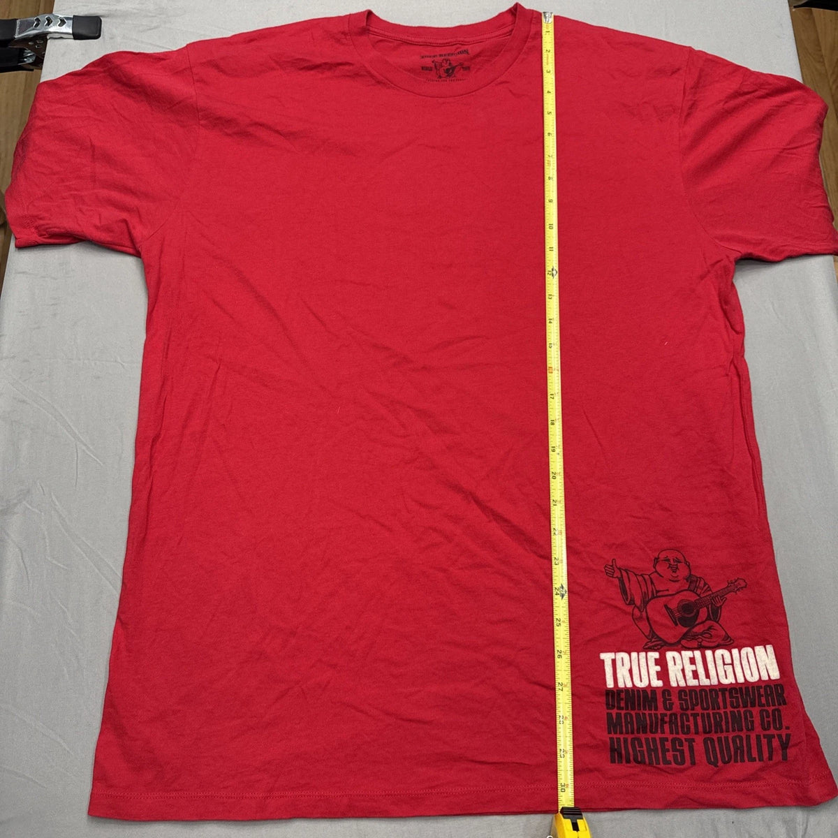 True Religion Mens XL Red Buddha Logo T Shirt Short Sleeve Graphic EUC