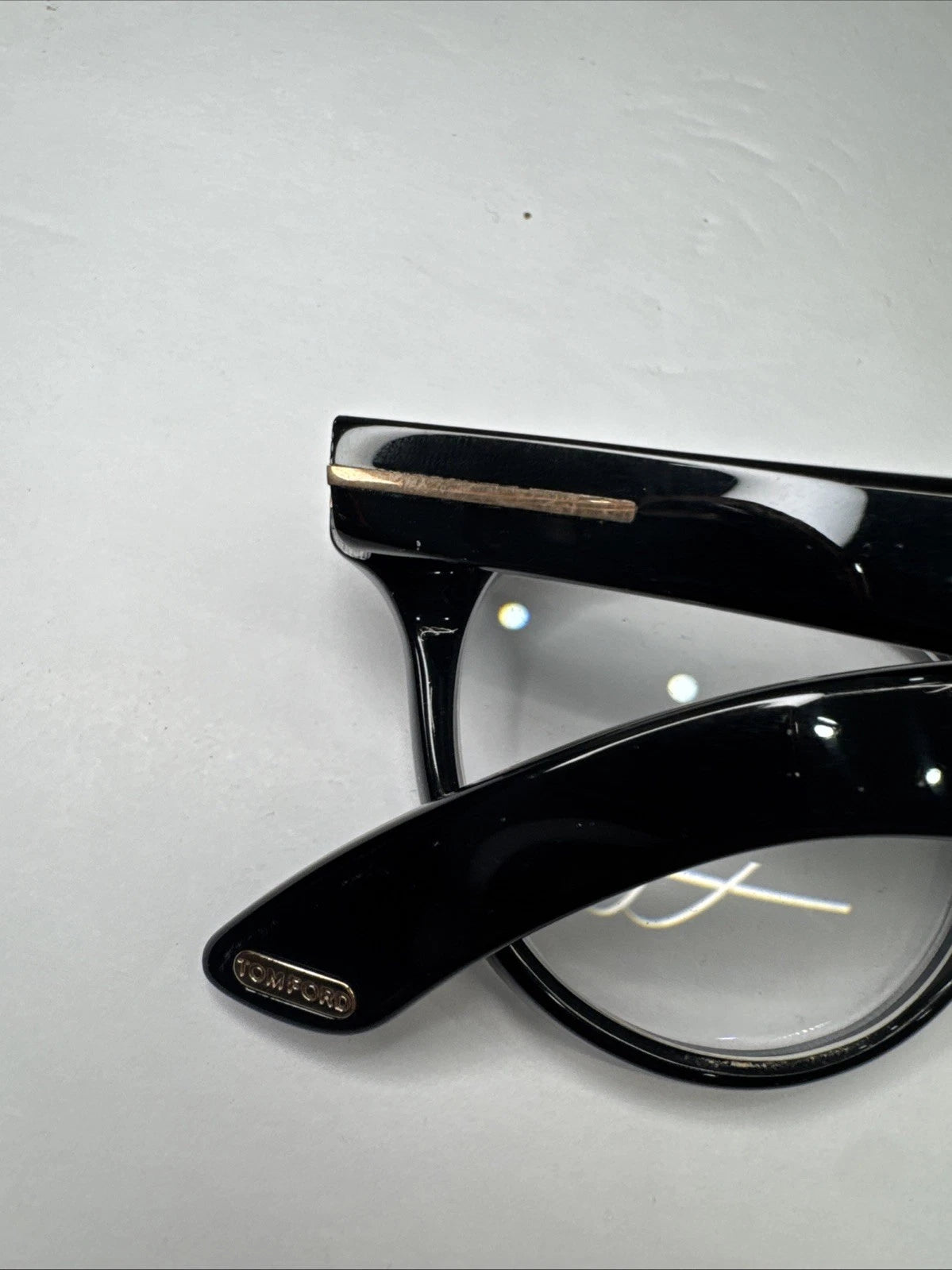 Tom Ford TF5378 001 Eyeglasses Black Gold Cat Eye 49-20-145 Italy w Case