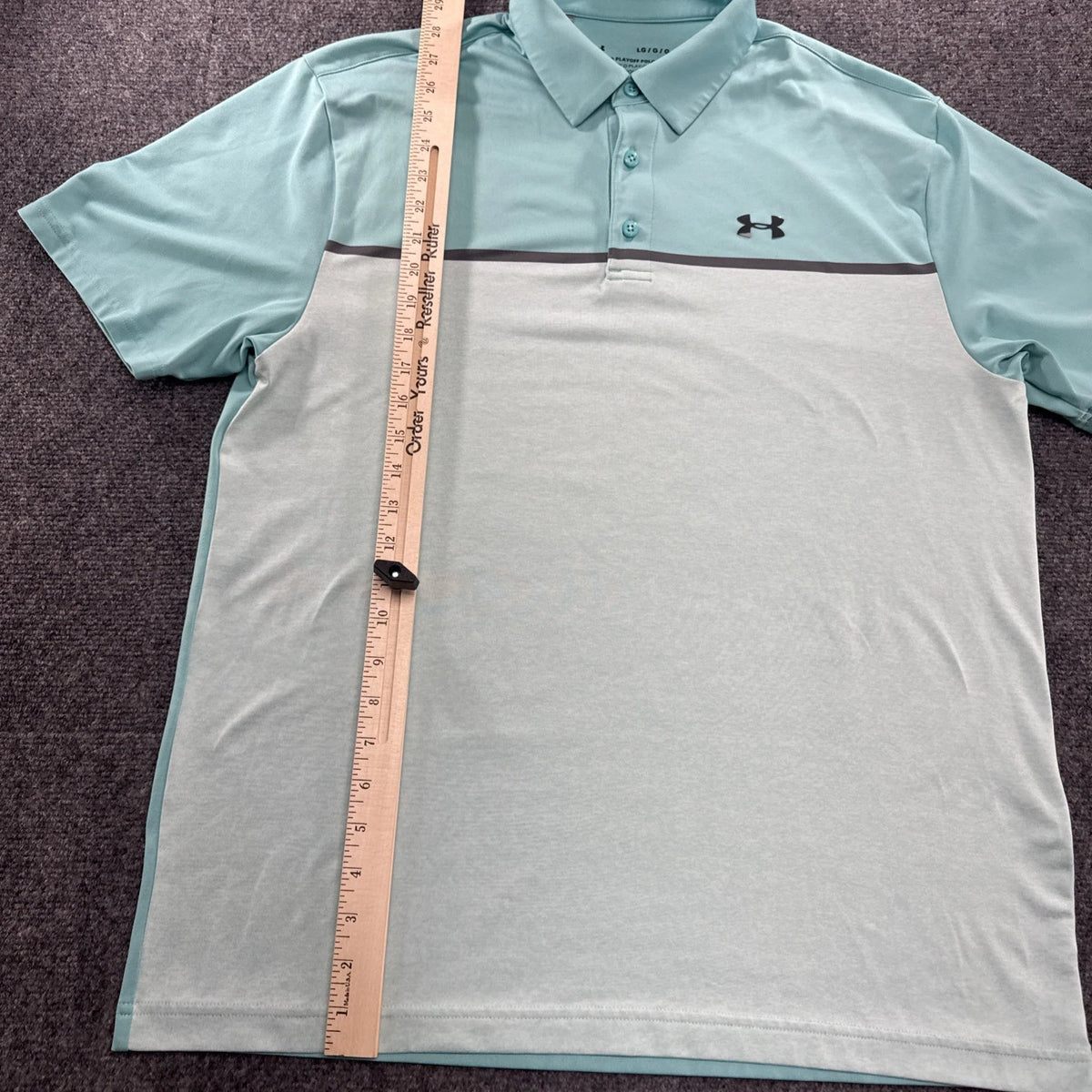 Under Armour Playoff Polo Mens L Aqua White Colorblock Golf Performance Shirt