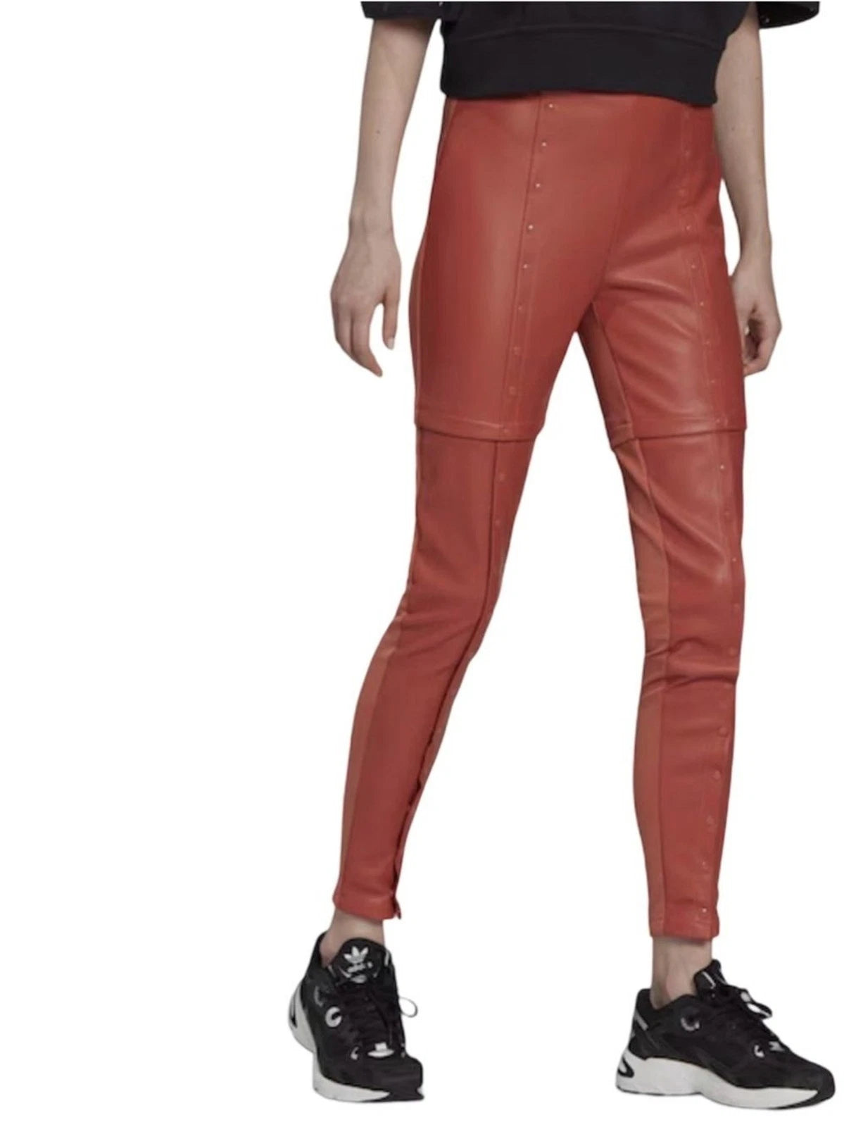 adidas Always Original Women’s XS Faux Leather Snap Pants HC3029 NWT