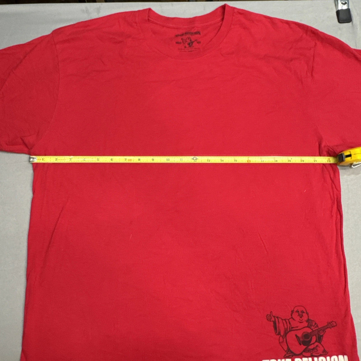 True Religion Mens XL Red Buddha Logo T Shirt Short Sleeve Graphic EUC