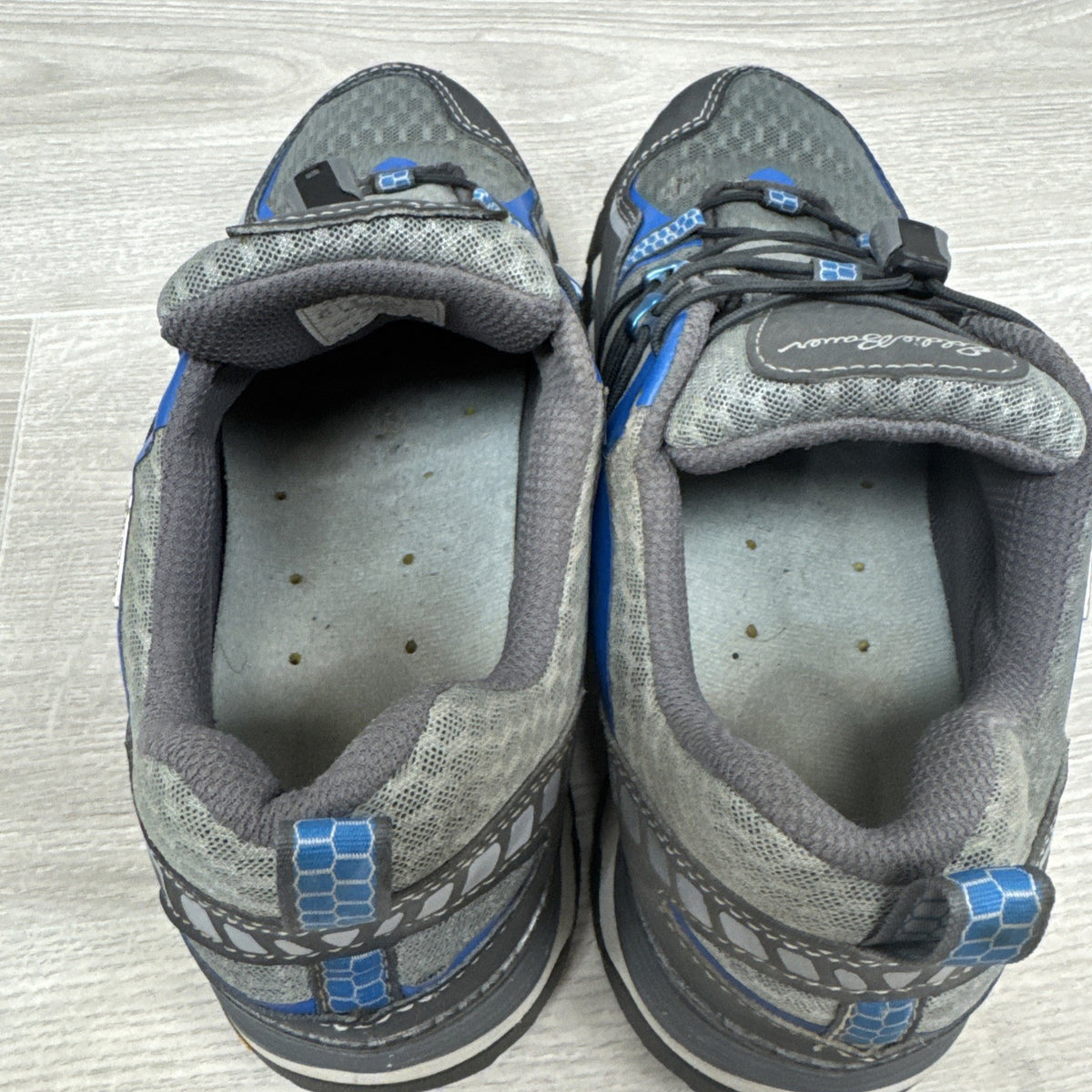Eddie Bauer Waterproof Vibram Trail Hiking Shoes Gray Blue Men's Size 8.5