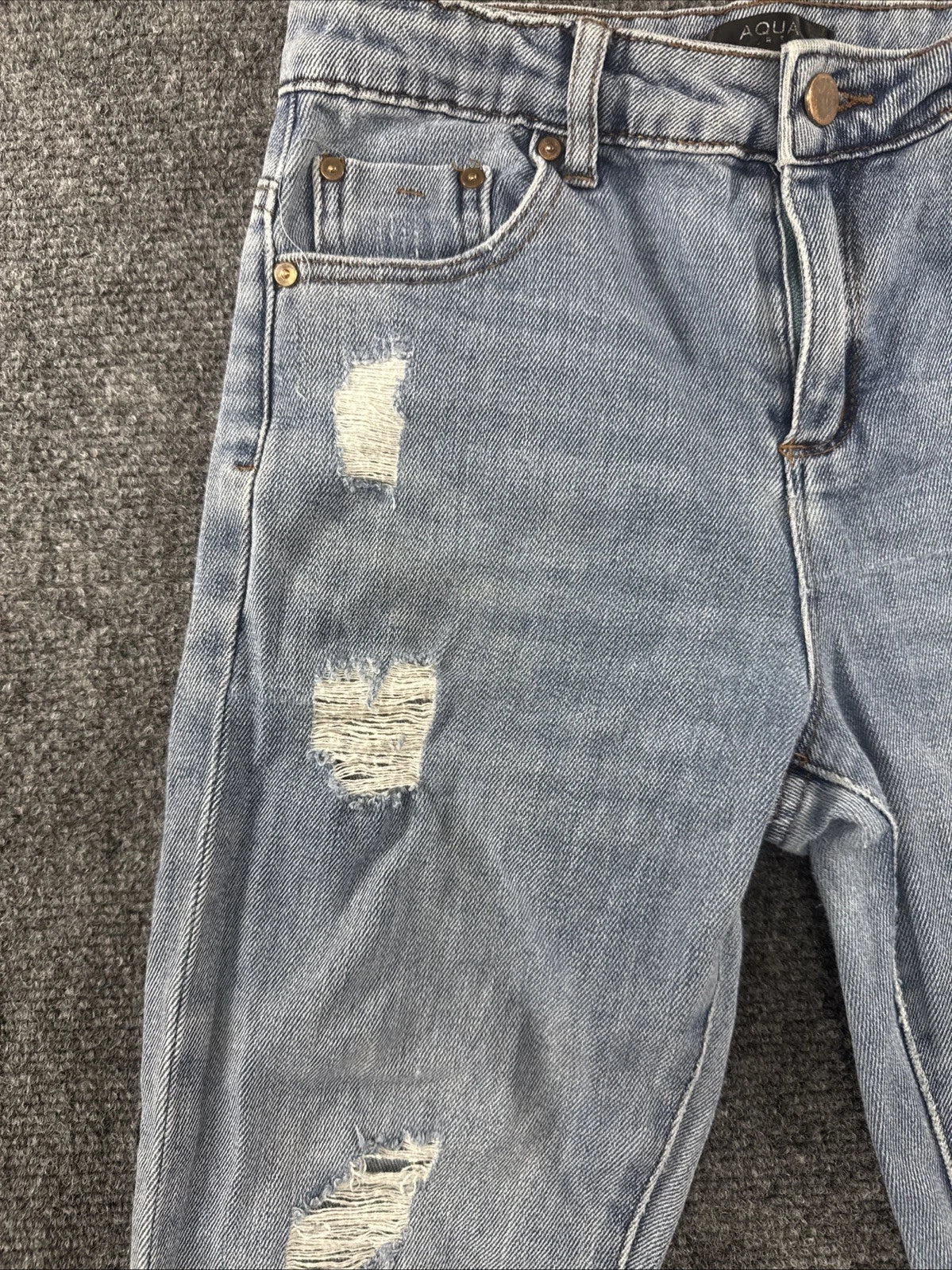 Aqua Girls Distressed Skinny Jeans Kids Size 10 Light Wash Stretch Denim