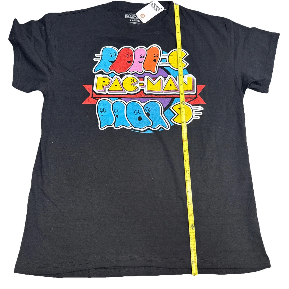 Pac Man Graphic T Shirt Mens Large Retro Video Game Gaming Tee Black BNWT