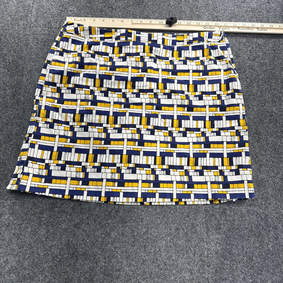 Lizgolf Women’s Golf Skort Skirt Blue Yellow Geometric Print Size 12