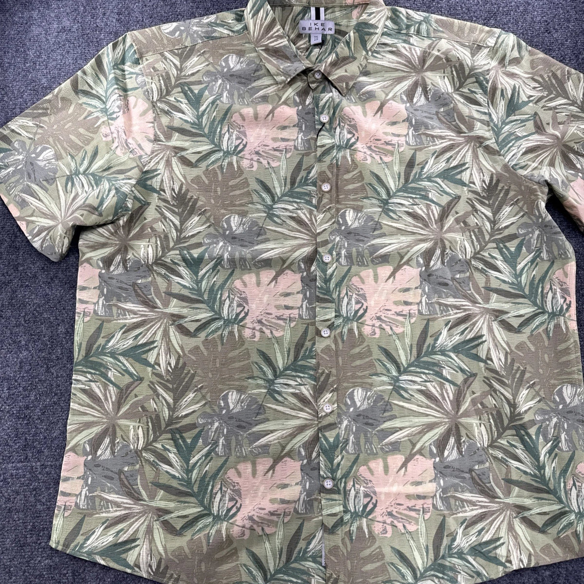 Ike Behar Shirt Mens XXL Tropical Floral Palm Hawaiian Resort Green NWOT