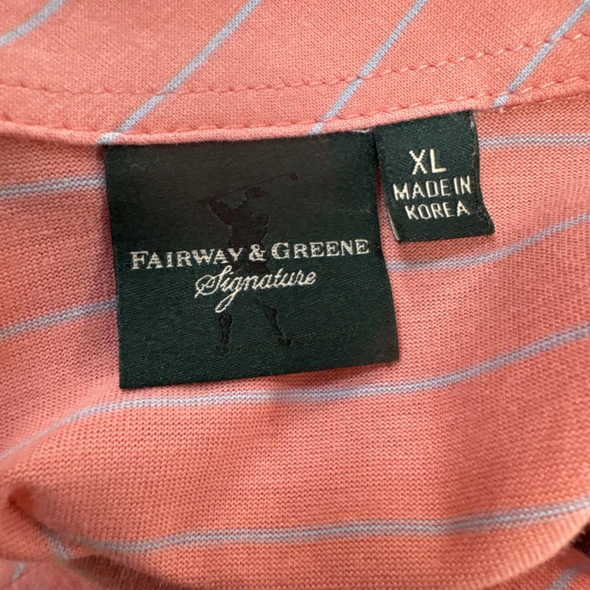 Fairway & Greene Signature Golf Polo Mens XL Coral Striped Turtle BNWOT