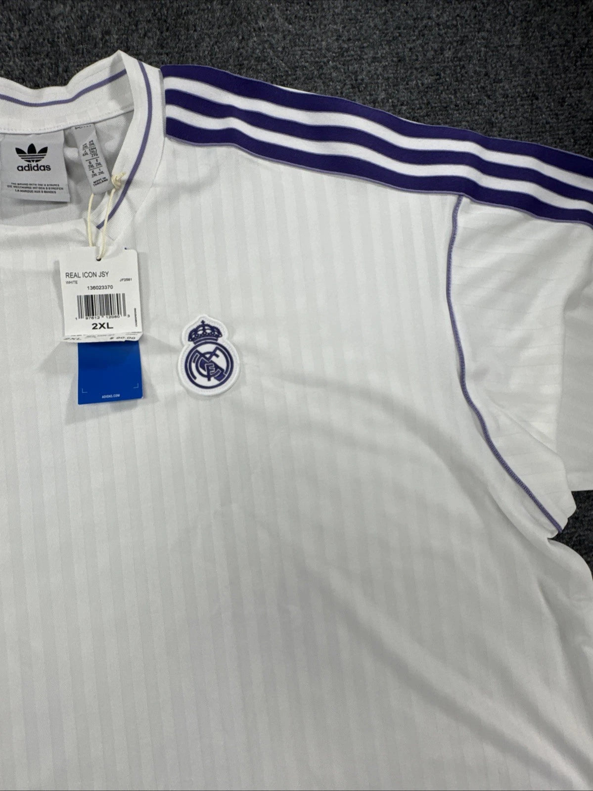 adidas Real Madrid Terrace Icons Jersey 2XL White Purple JF2581 NWT
