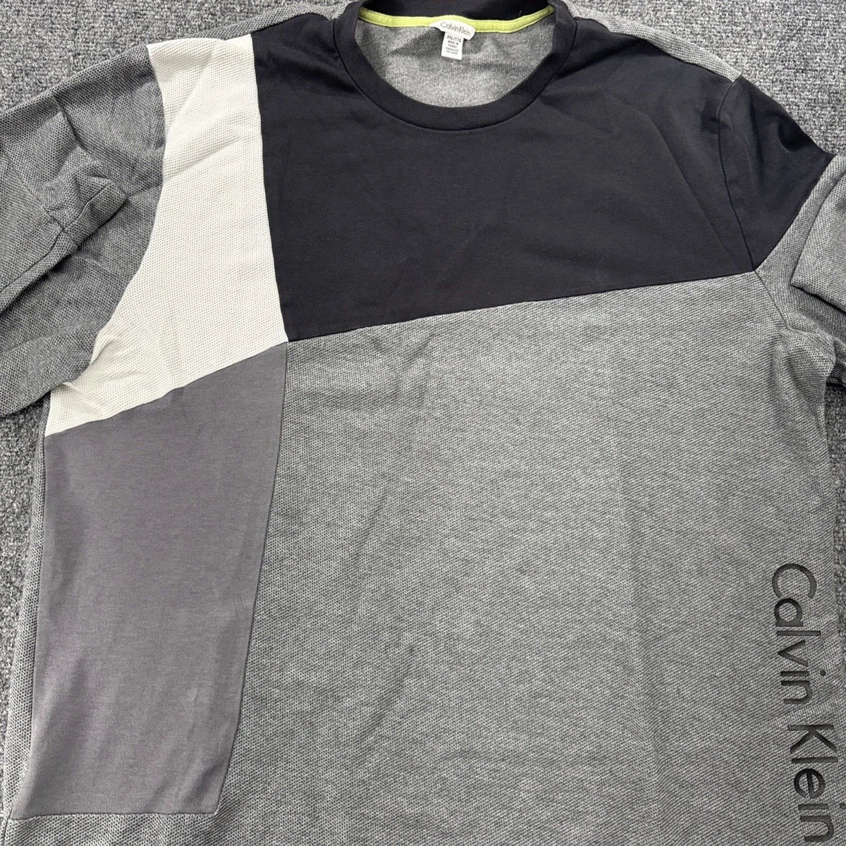 Calvin Klein Colorblock Sweatshirt XXL Gray Black Crewneck Pullover Logo