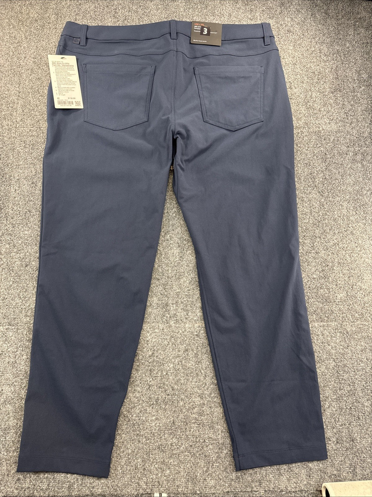 Lululemon ABC Slim-Fit 5-Pocket Pants Men’s 40x30 True Navy Warpstreme NWT