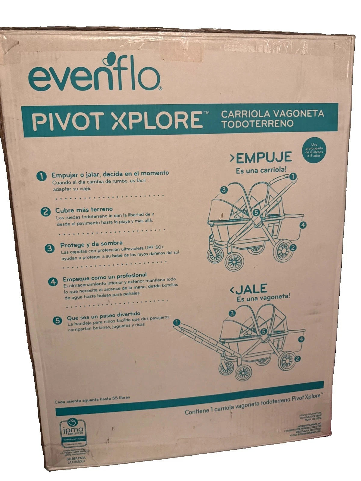 Evenflo Pivot Xplore All Terrain Stroller Wagon 2 Seat Gray Brand New Sealed