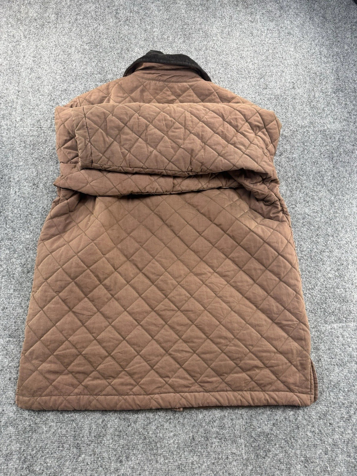 L.L.Bean Women's Quilted Barn Jacket Brown Corduroy Collar Snap Front Size S