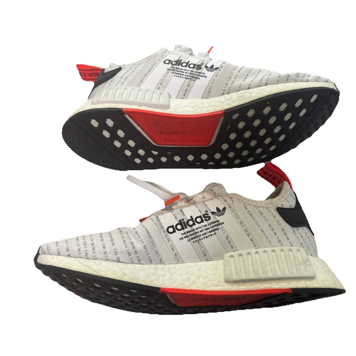 Adidas NMD_R1 Boost White Grey Orange Sneakers Men's 5 EUC No Box