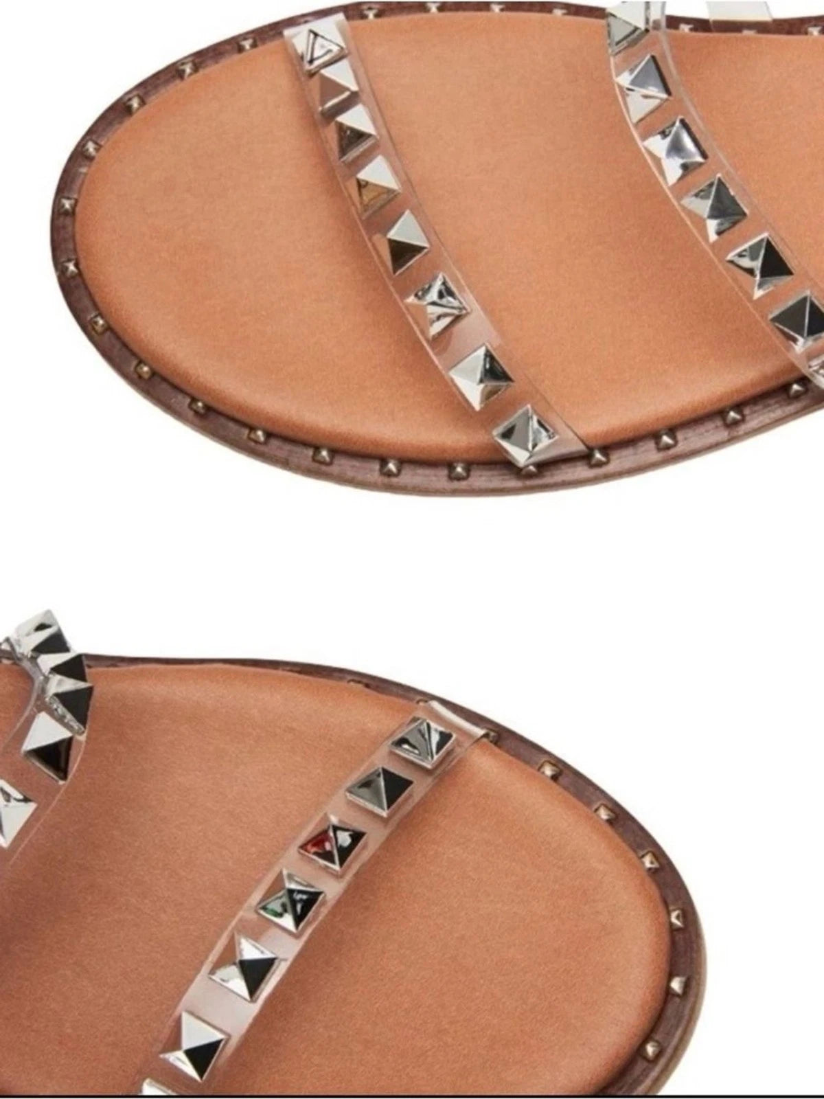 Steve Madden Clear Studded Sandals Womens Size 9 Slip On Summer Chic