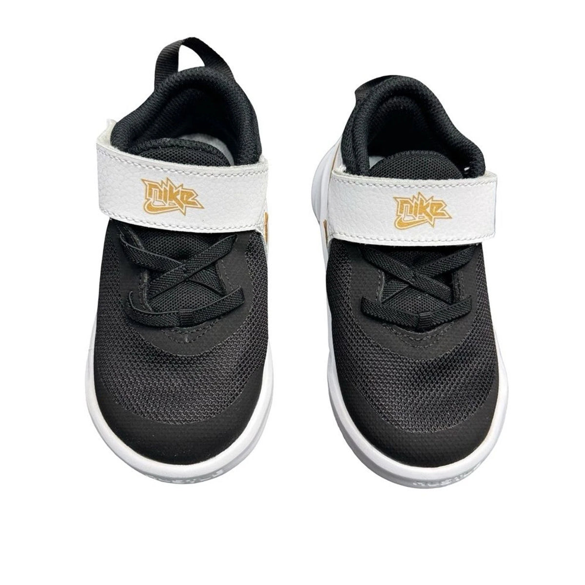 Nike Team Hustle D 10 TD Toddler 9C Black Gold Boys Basketball Shoes