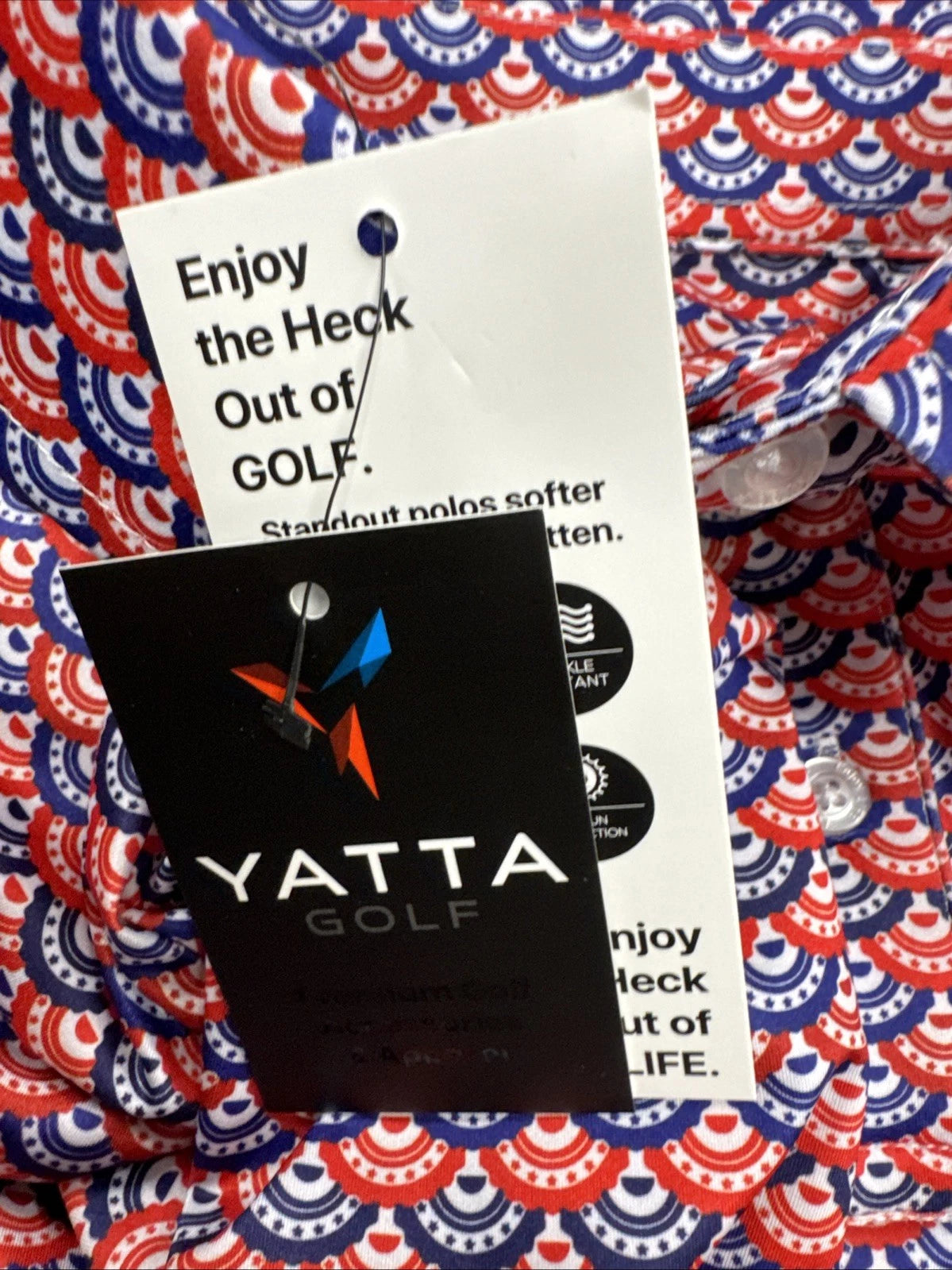 Yatta Golf Patriotic Golf Polo Men's Small Red White Blue NWT