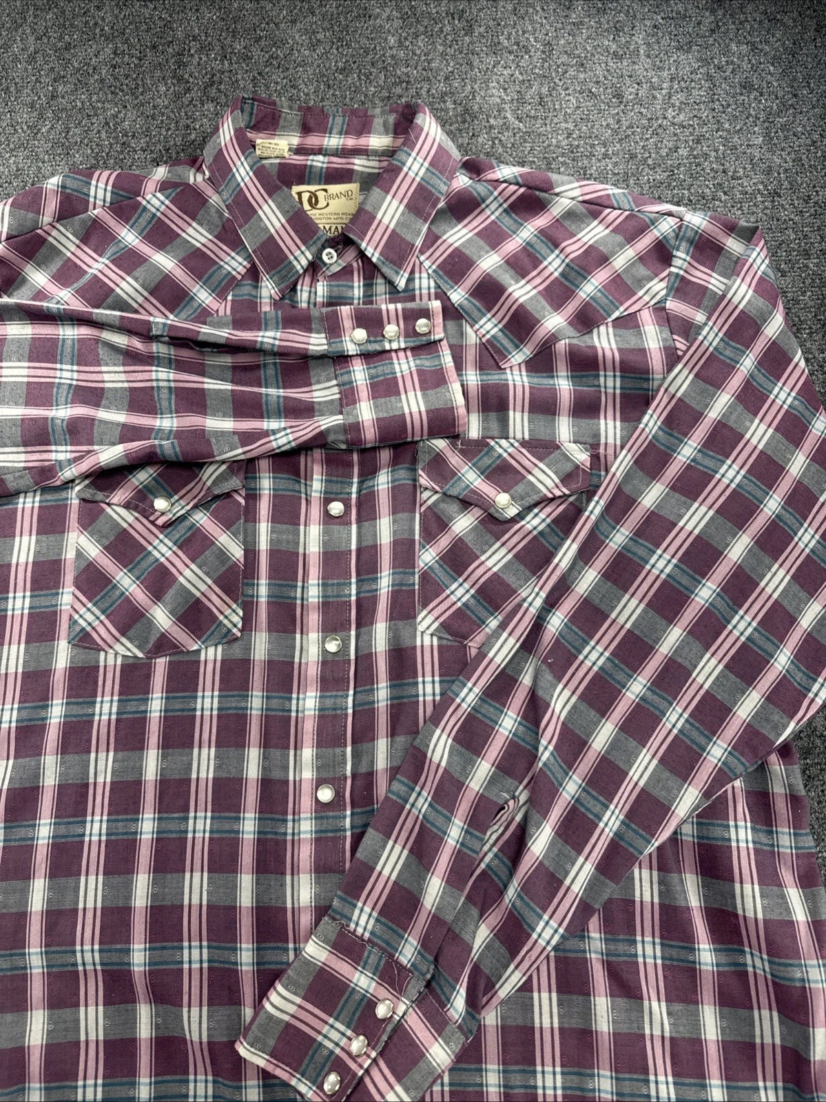 Vintage Dee Cee DC Brand Western Pearl Snap Shirt Men XL Tall Plaid Cowboy