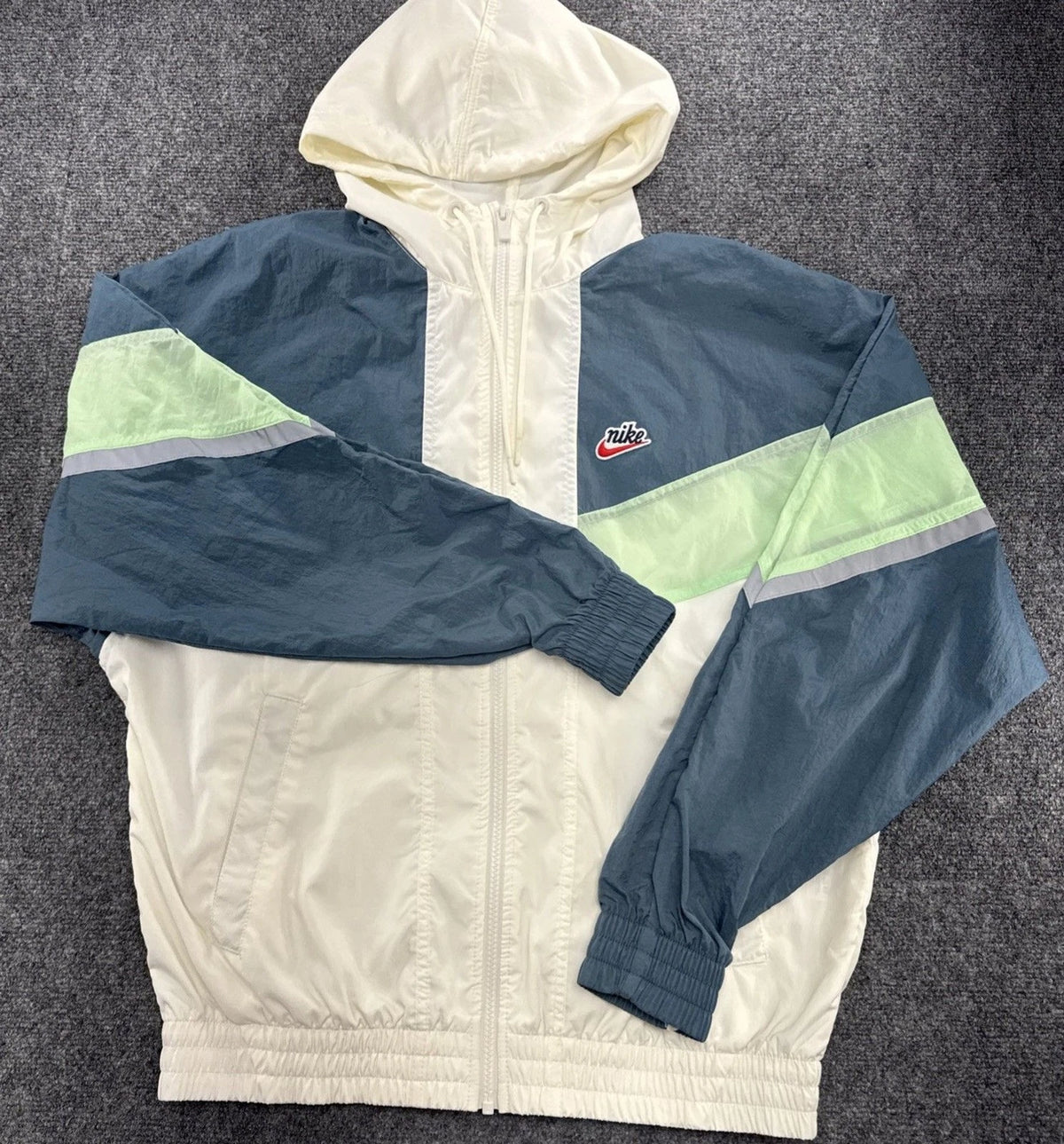 Nike Windrunner+ Jacket Mens S White Green Reflective CZ0781-133