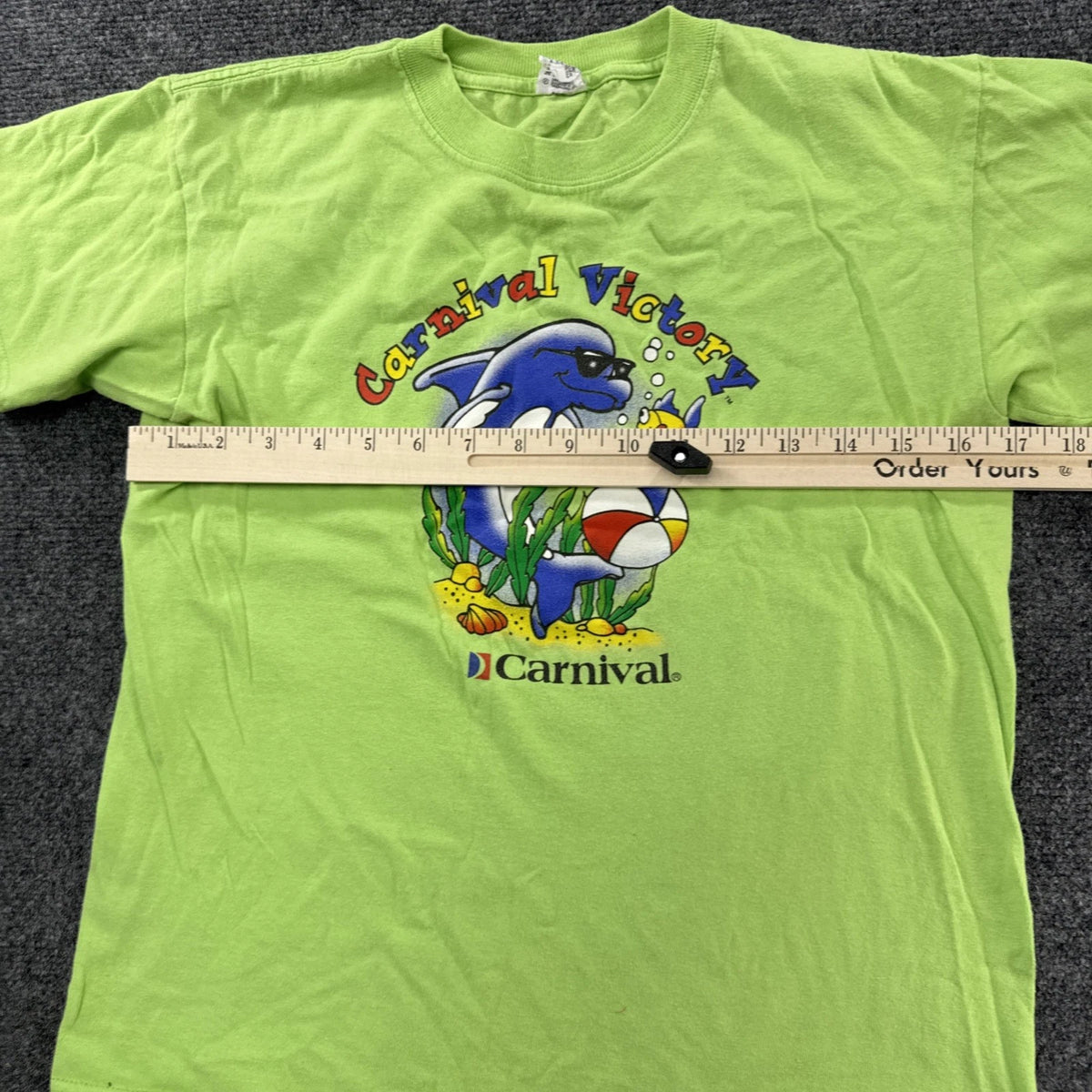 Vintage Carnival Victory Dolphin Graphic T Shirt Youth Large Anvil Cruise Tee