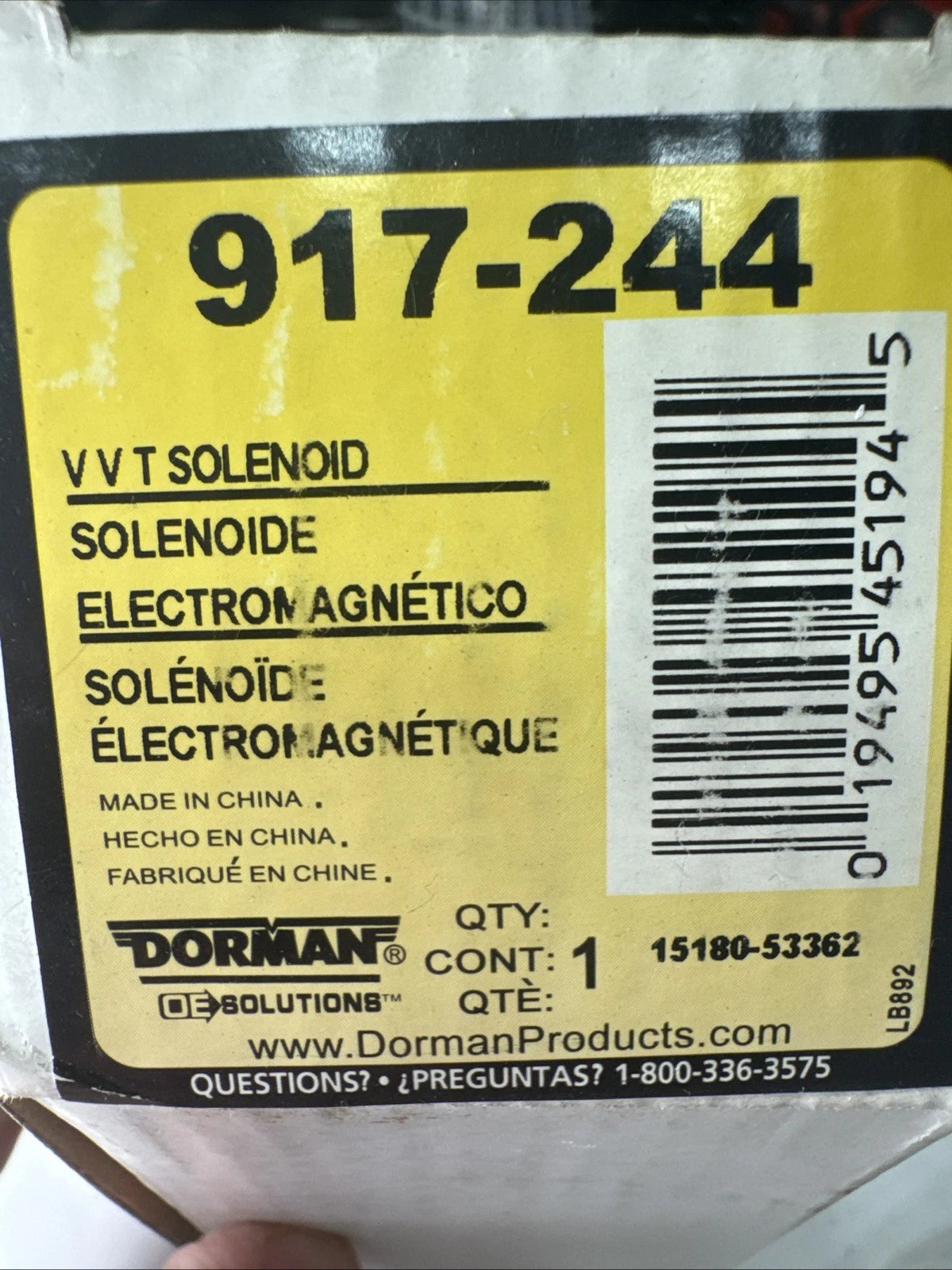 Dorman 917-244 VVT Variable Valve Timing Solenoid BMW 545i 550i X5 New
