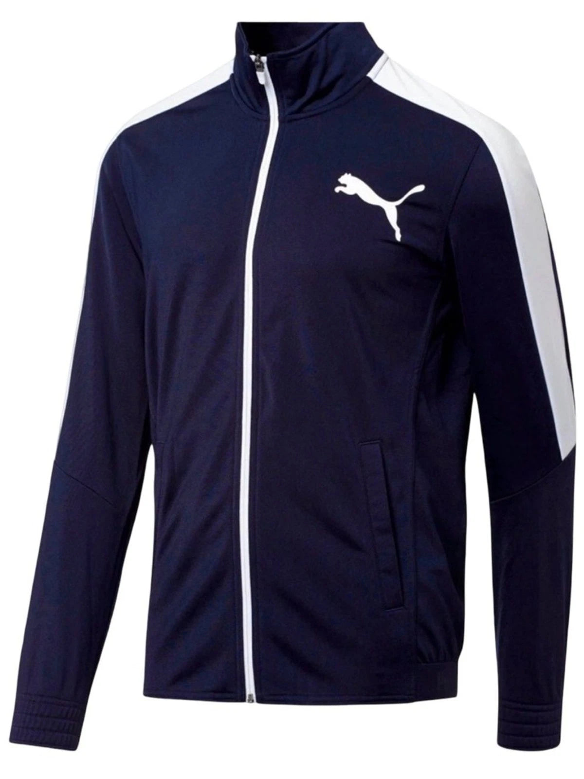 Puma Navy Track Jacket Mens XXL White Stripe Full Zip Athletic Classic Style