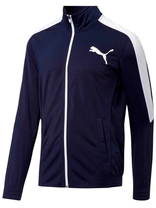 Puma Navy Track Jacket Mens XXL White Stripe Full Zip Athletic Classic Style