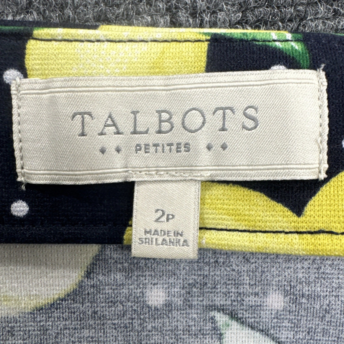 Talbots Petites Lemon Print A-Line Skirt Navy Yellow Size 2P Women’s