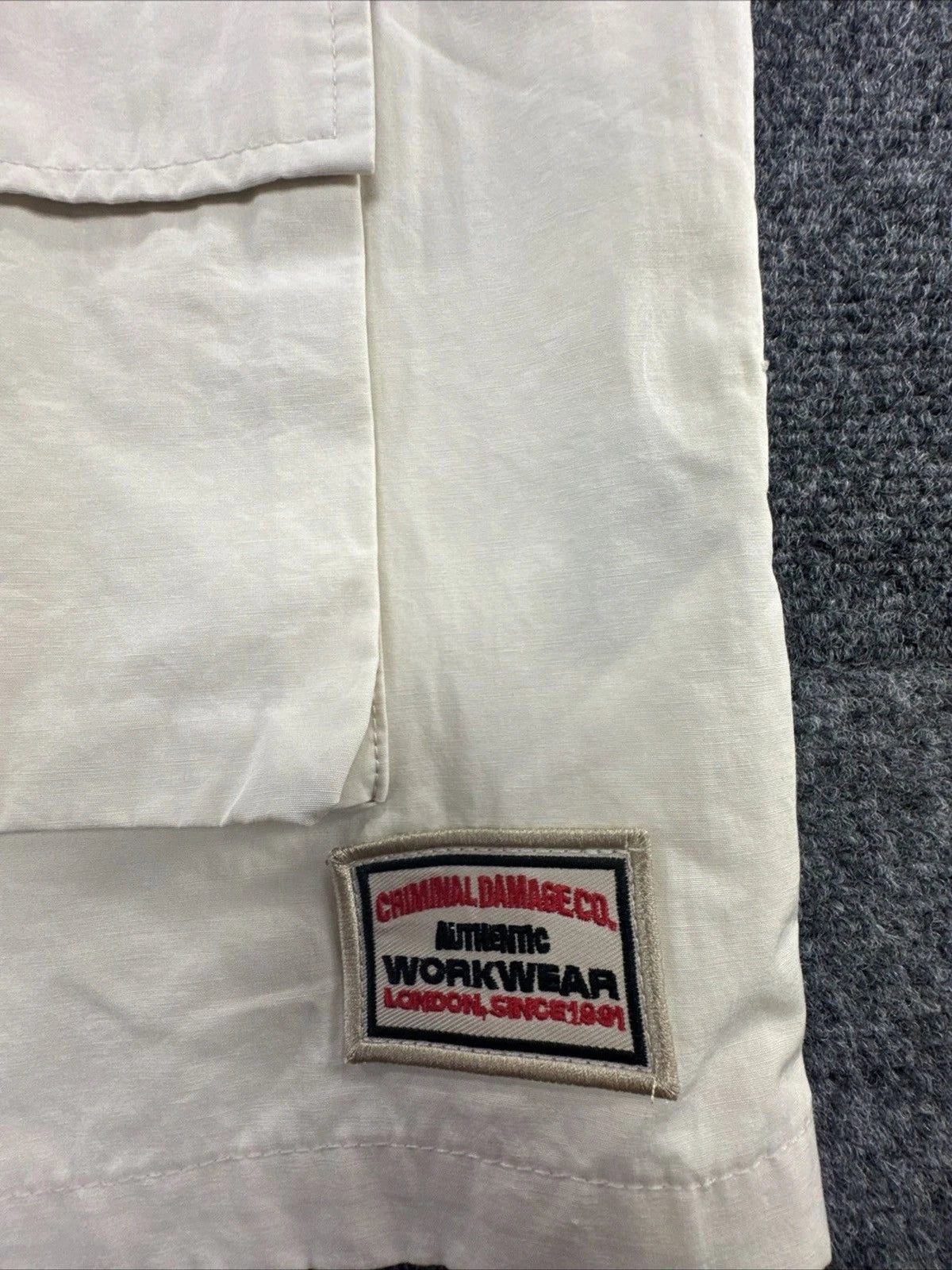 Criminal Damage Patterson Utility Shirt Men M Ecru 4 Pocket Workwear NWT